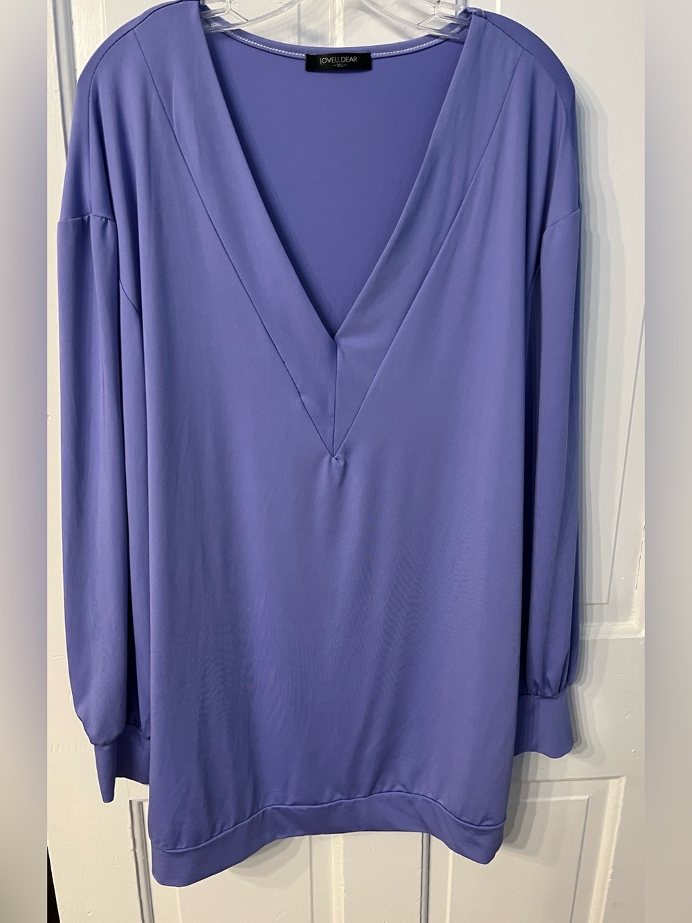 LOVEU.DEAR size XL lavender knit tunic top long sleeves v-neck